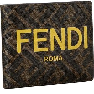 Fendi Brown and yucca Yellow Leather bifold wallet (Authentic)